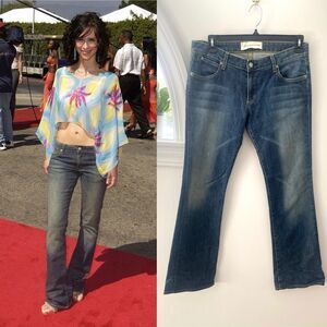 Y2K Vintage Paper Denim & Cloth Low Rise Flare Jeans Womens 31 Dark Wash Stretch